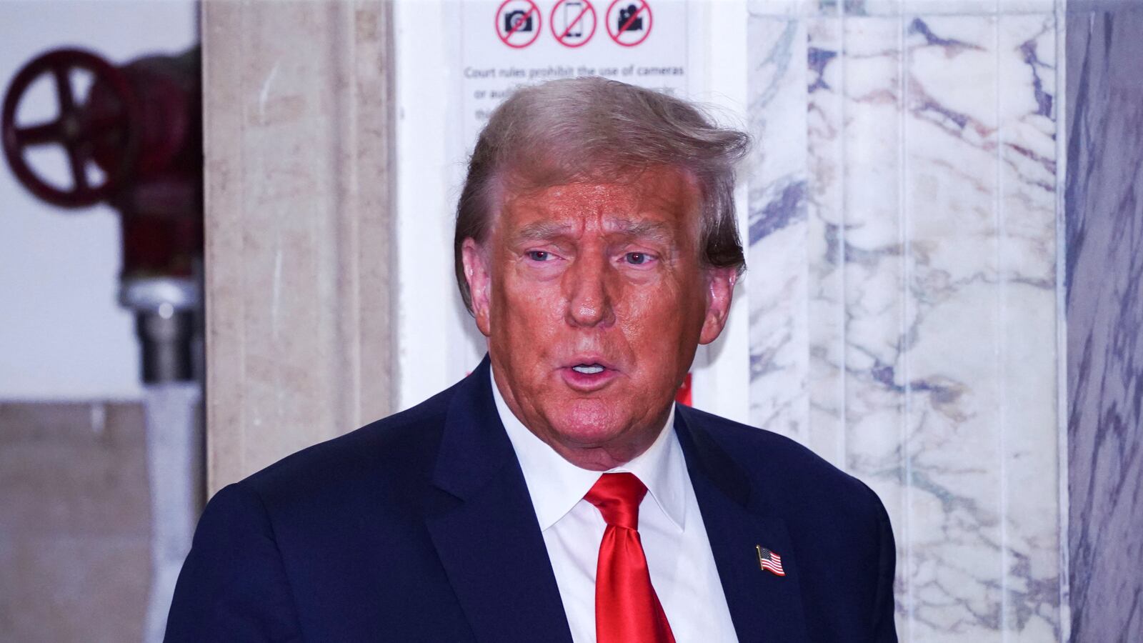 Former U.S. President Donald Trump attends a Manhattan courthouse trial in a civil fraud case in New York