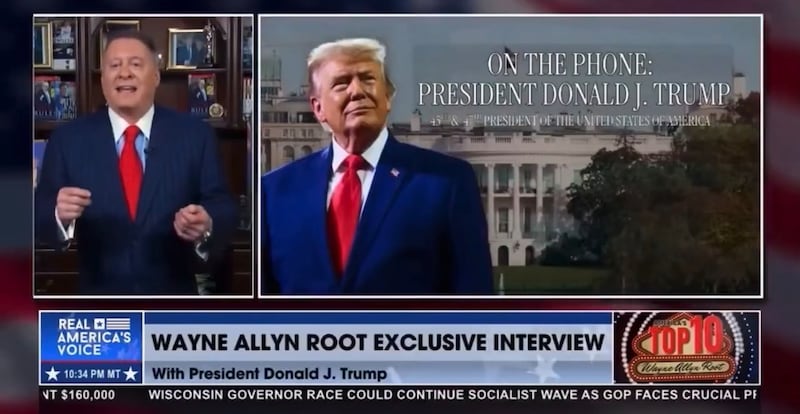 The threat came during a post-midnight interview on right-wing network Real America’s Voice, when host and conspiracy theorist Wayne Allyn Root.