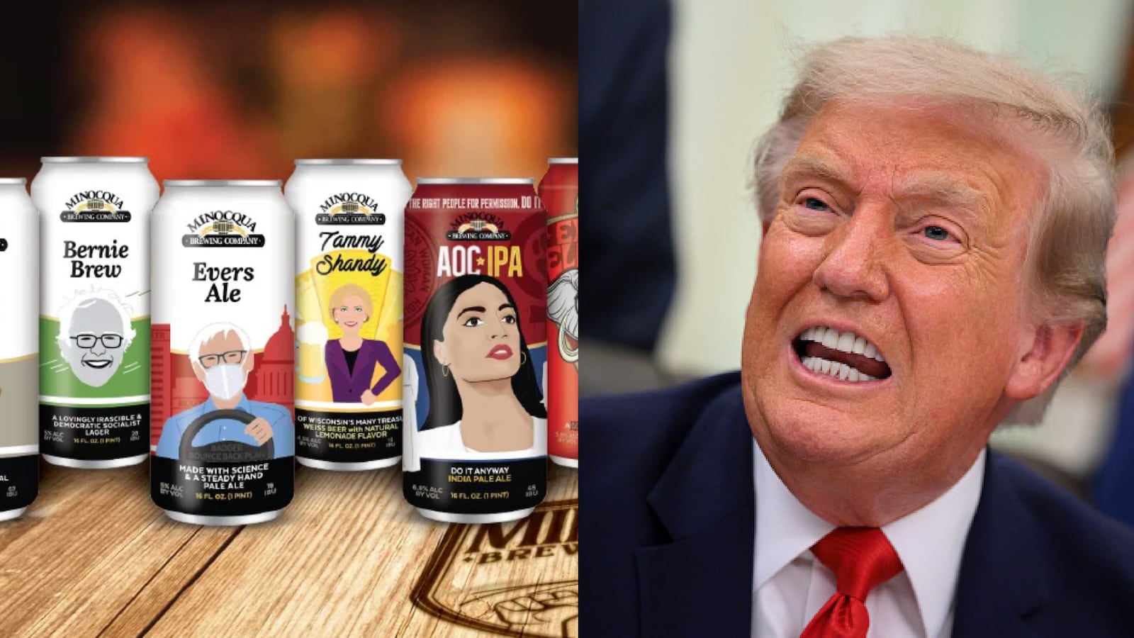 President Donald J. Trump alongside progressive beers