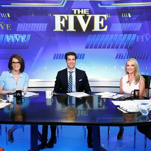 Jeanine Pirro, Jessica Tarlov, Jesse Watters, Dana Perino and Greg Gutfeld attend Fox News' "The Five" at Fox News Studios on June 28, 2023 in New York City.