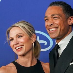 Amy Robach and T.J. Holmes arrive at the Disney Upfront 2022 event in New York City, New York, U.S., May 17, 2022.