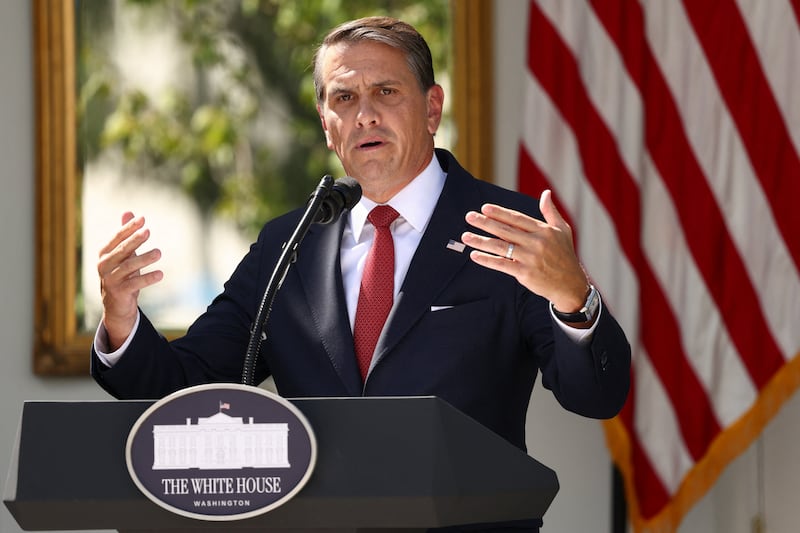 U.S. Attorney General Todd Blanche holds a press conference in the Rose Garden at the White House in Washington, D.C., U.S., September 15, 2026. REUTERS/Kevin Lamarque