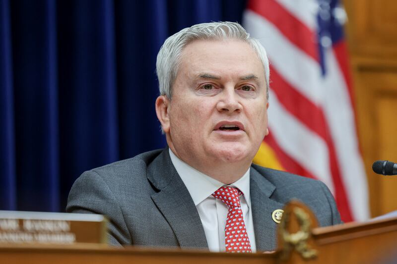 House Oversight Committee Chairman James Comer (R-KY) speaks during a House Oversight and Accountability Committee hearing as part of the House of Republicans' impeachment probe into U.S. President Joe Biden, on Capitol Hill in Washington, U.S., March 20, 2024. REUTERS/Amanda Andrade-Rhoades