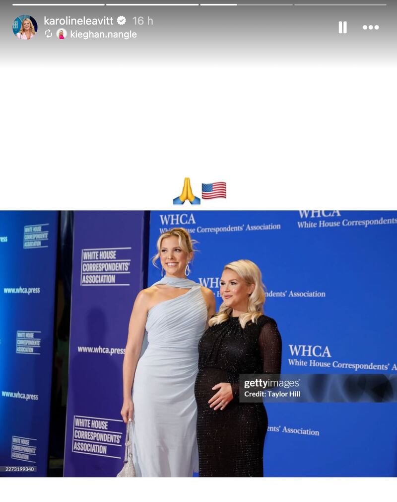 Leavitt shared a red carpet photograph of herself and her assistant, Kieghan Nangle.