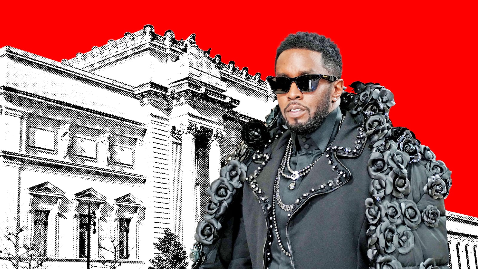 A photo illustration of Sean ‘Diddy’ Combs in front of the Metropolitan Museum of Art