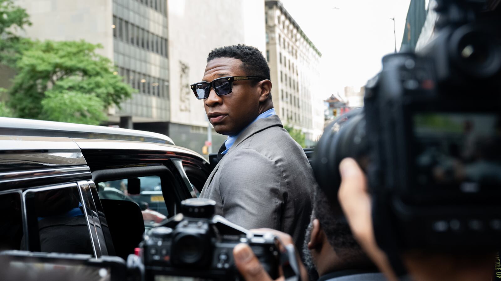 Jonathan Majors leaving Manhattan criminal court