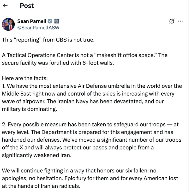 Parnell pushed back on CBS News' reported version of events.