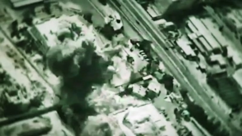 The video featured real footage of strikes.