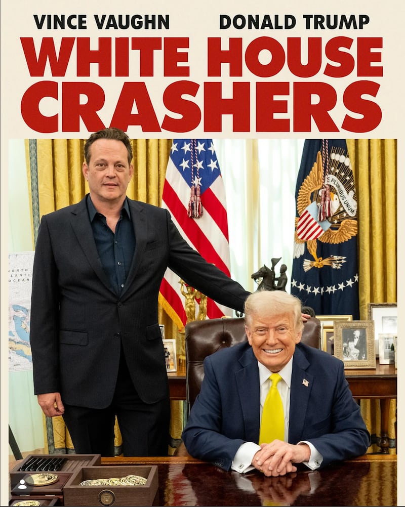 Vince Vaughn's visit to the White House was commemorated with a padrody poster for "Wedding Crashers" on the White House's Offical Instagram