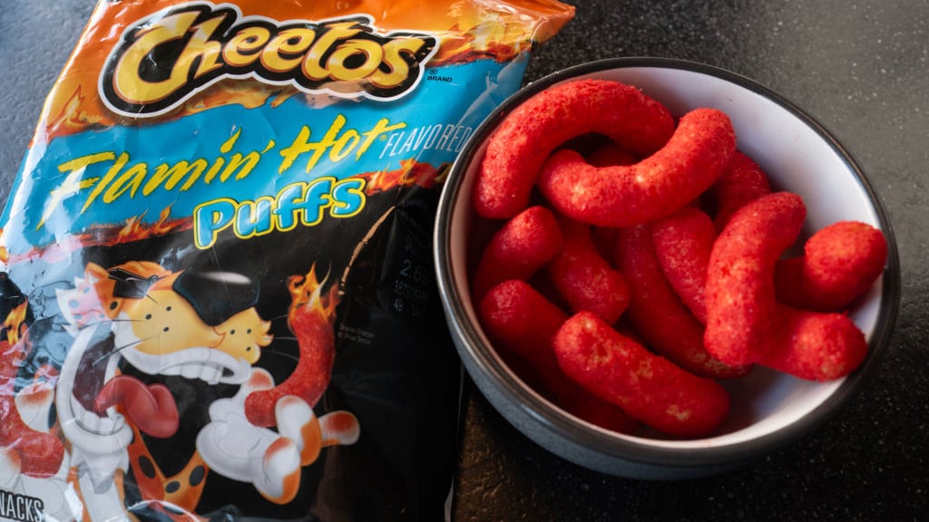 Flamin' Hot Cheetos are shown on April 19, 2024 in Chicago, Illinois.