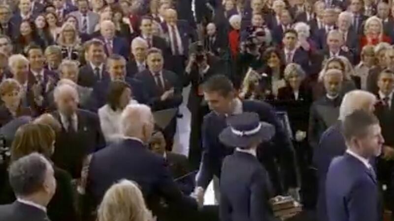 Barron Grump and Joe Biden at the inauguration.