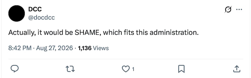 Several X users suggested a better acronym: "SHAME."
