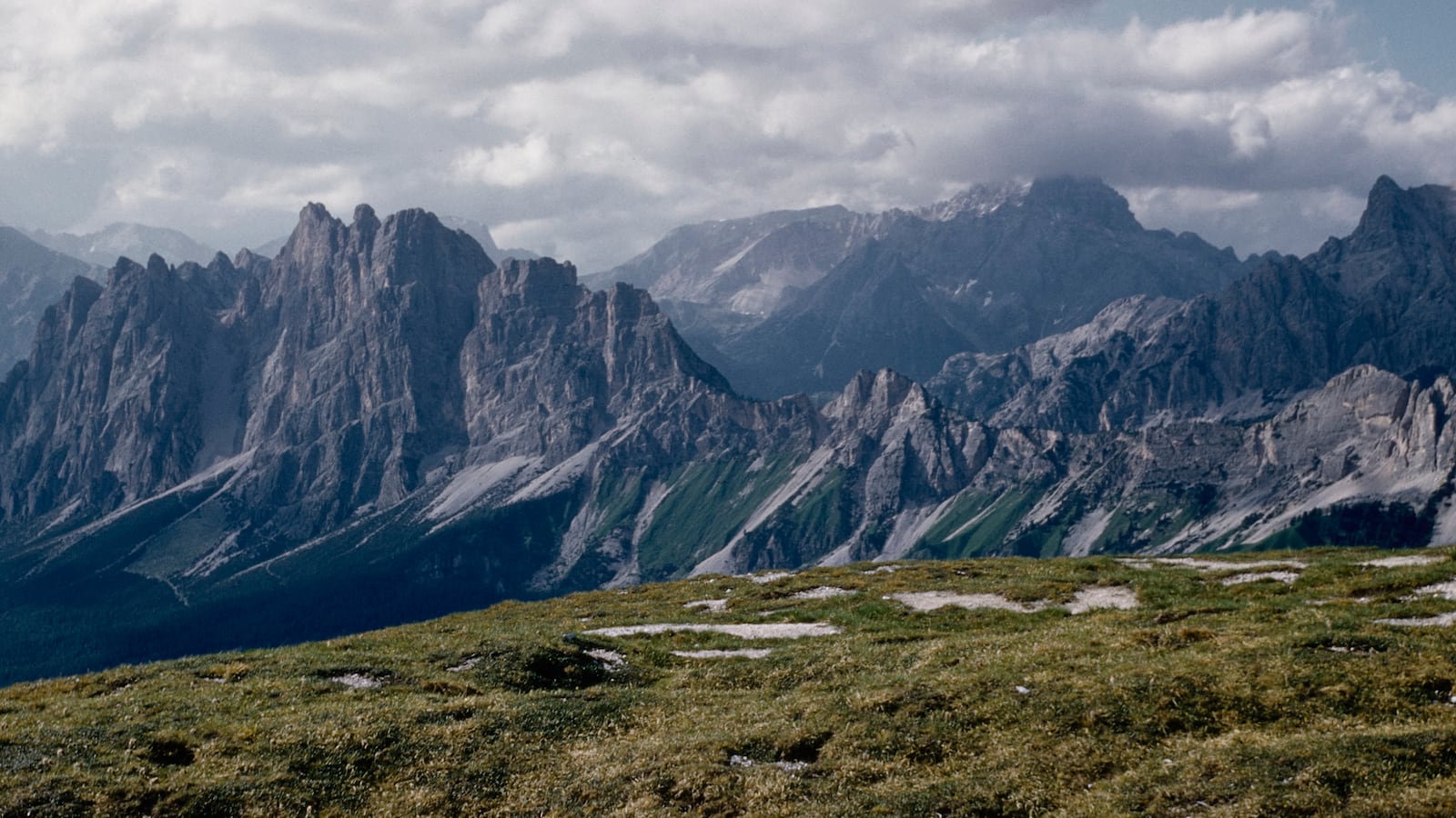 View of the Pomagagnon, Forcella Zumales and Hohe Gaisl (Croda Rossa d'Ampezzo), of the Dolomites, near Cortina D'Ampezzo, Italy, circa 1960. (Photo by E. B. Church/Archive Photos/Getty Images)