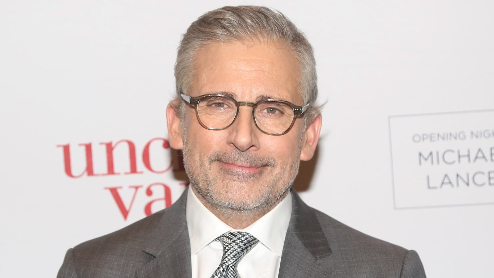 Steve Carell poses at the opening night of "Uncle Vanya" on Broadway at The Vivian Beaumont at Lincoln Center Theater on April 24, 2024 in New York City.