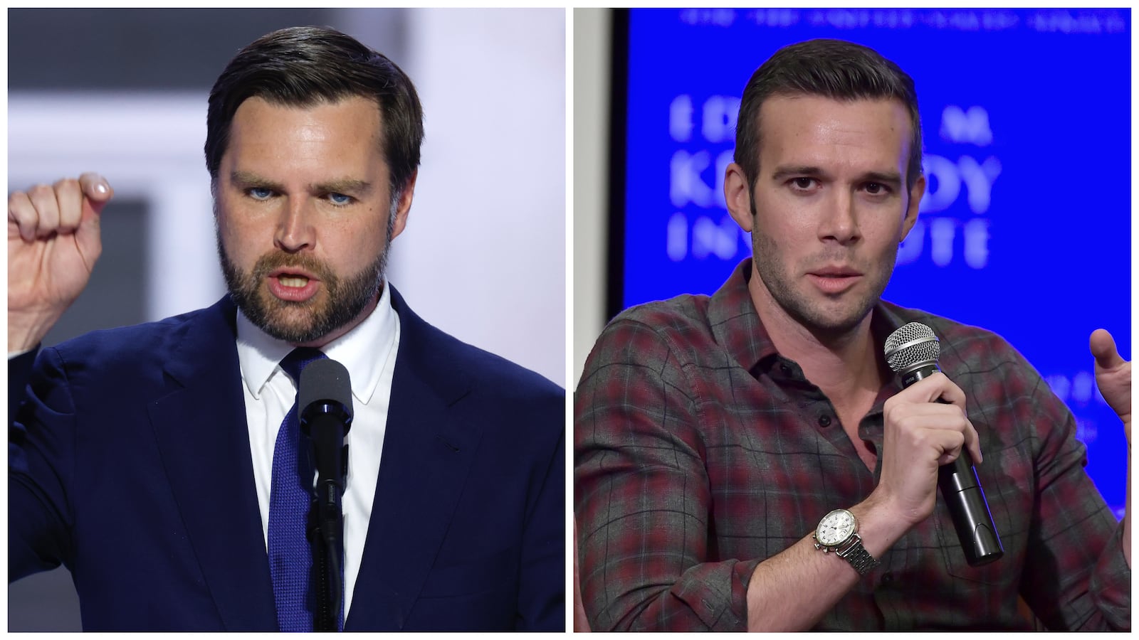 Left: Vice President JD Vance, Right: Former Obama Aide Jon Favreau.