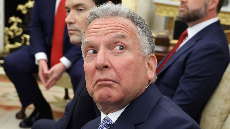 WASHINGTON, DC - AUGUST 18: United States Special Envoy to the Middle East Steve Witkoff, Secretary of State Marco Rubio, and U.S. Vice President JD Vance, join U.S. President Donald Trump as he meets with Ukrainian President Volodymyr Zelensky in the Oval Office at the White House on August 18, 2025 in Washington, DC. President Trump is hosting President Zelensky at the White House for a bilateral meeting and later an expanded meeting with European leaders to discuss a peace deal between Russia and Ukraine.  (Photo by Anna Moneymaker/Getty Images)