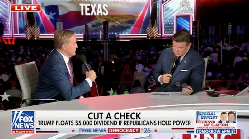Republican Ken Paxton talks to Bret Baier on Fox News.