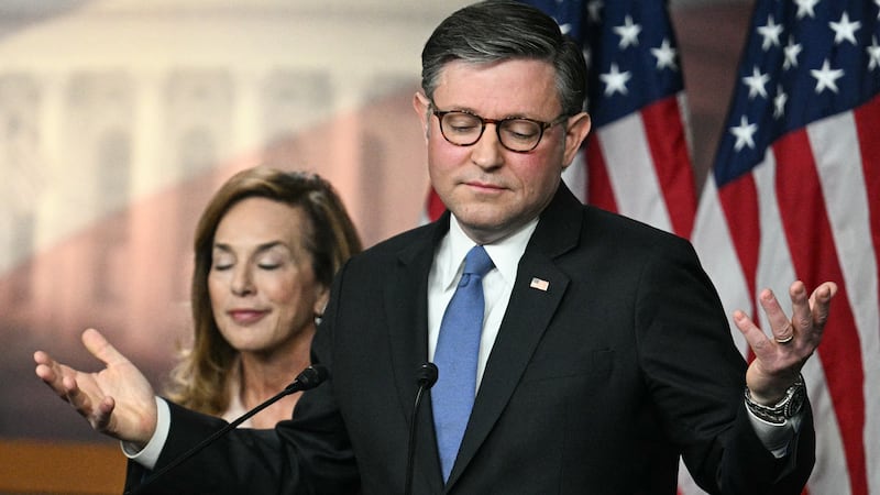 House Speaker Mike Johnson made the bizarre argument that President Donald Trump's war in Iran was actually about peace.