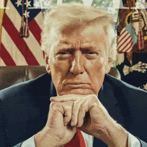 A photograph of Donald Trump on the cover of Time Magazine overlayed on a photo of Alfred Krupp taken by Arnold Newman