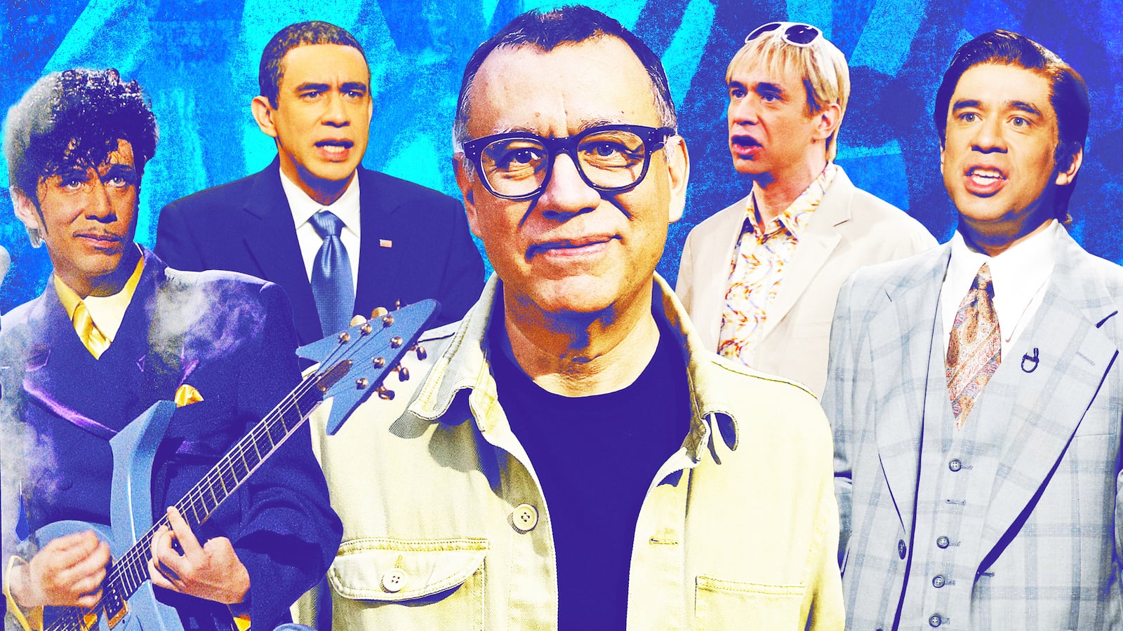 A photo illustration of Fred Armisen and his various characters on SNL.