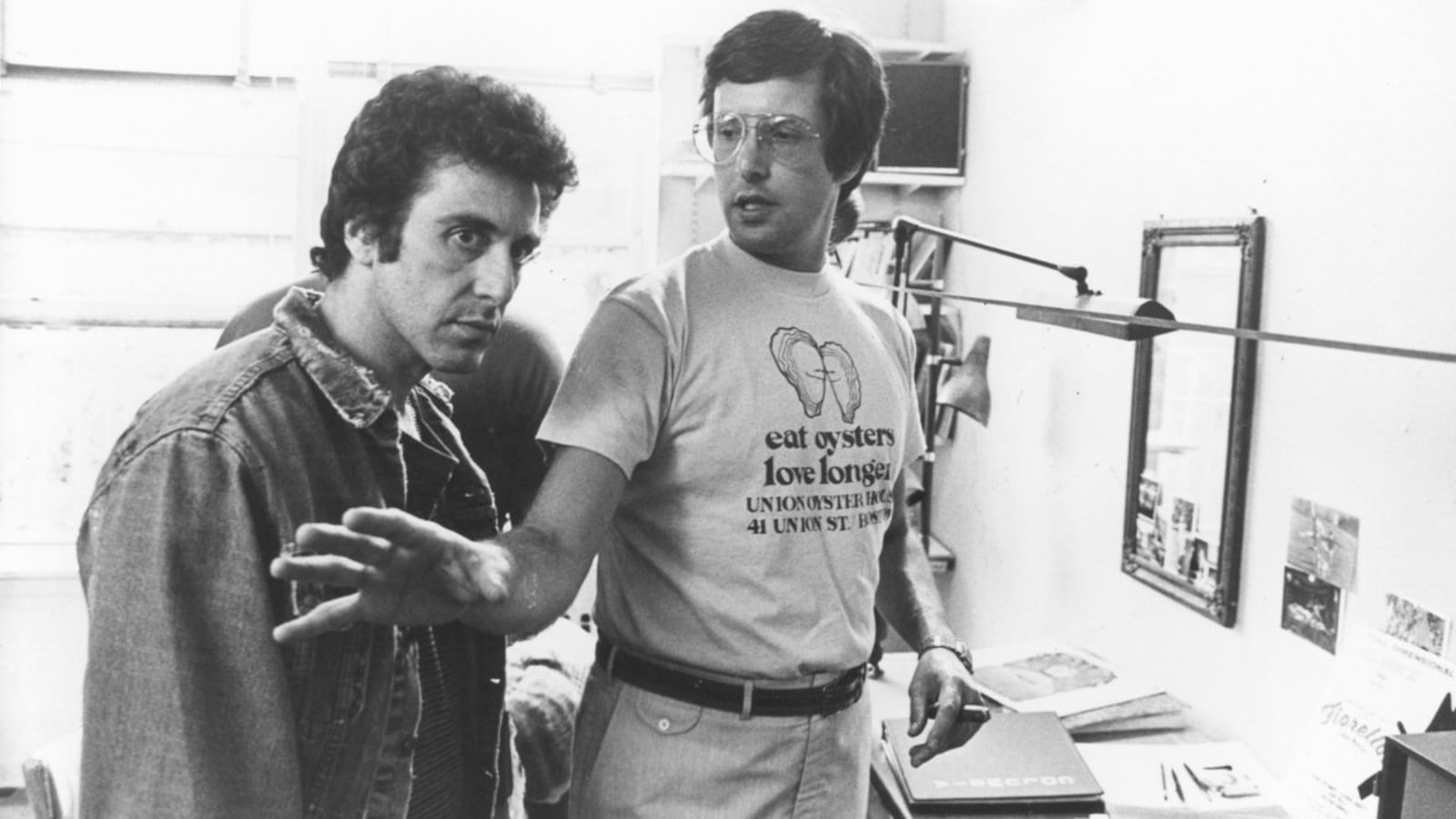 Photo of Al Pacino and William Friedkin on set of 'Cruising'