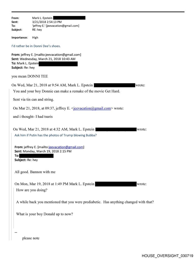 Mark Epstein Jeffrey Epstein email exchange