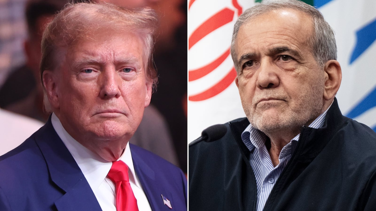 Donald Trump, Masoud Pezeshkian split image