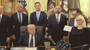 Donald Trump appears to fall asleep during a news conference.