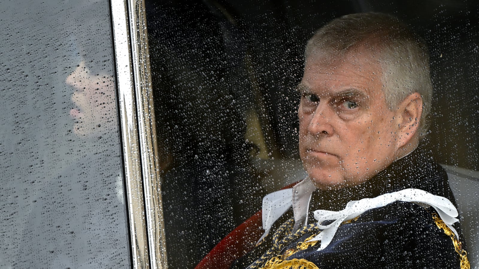 Britain's Prince Andrew, Duke of York leaves Westminster Abbey following the coronation ceremony of King Charles III and Queen Camilla on May 6, 2023 in London, England.