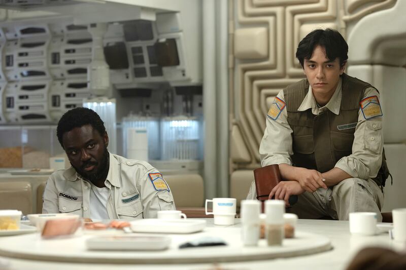 (L-R) Babou Ceesay as Morrow and Tom Moya as Clem.