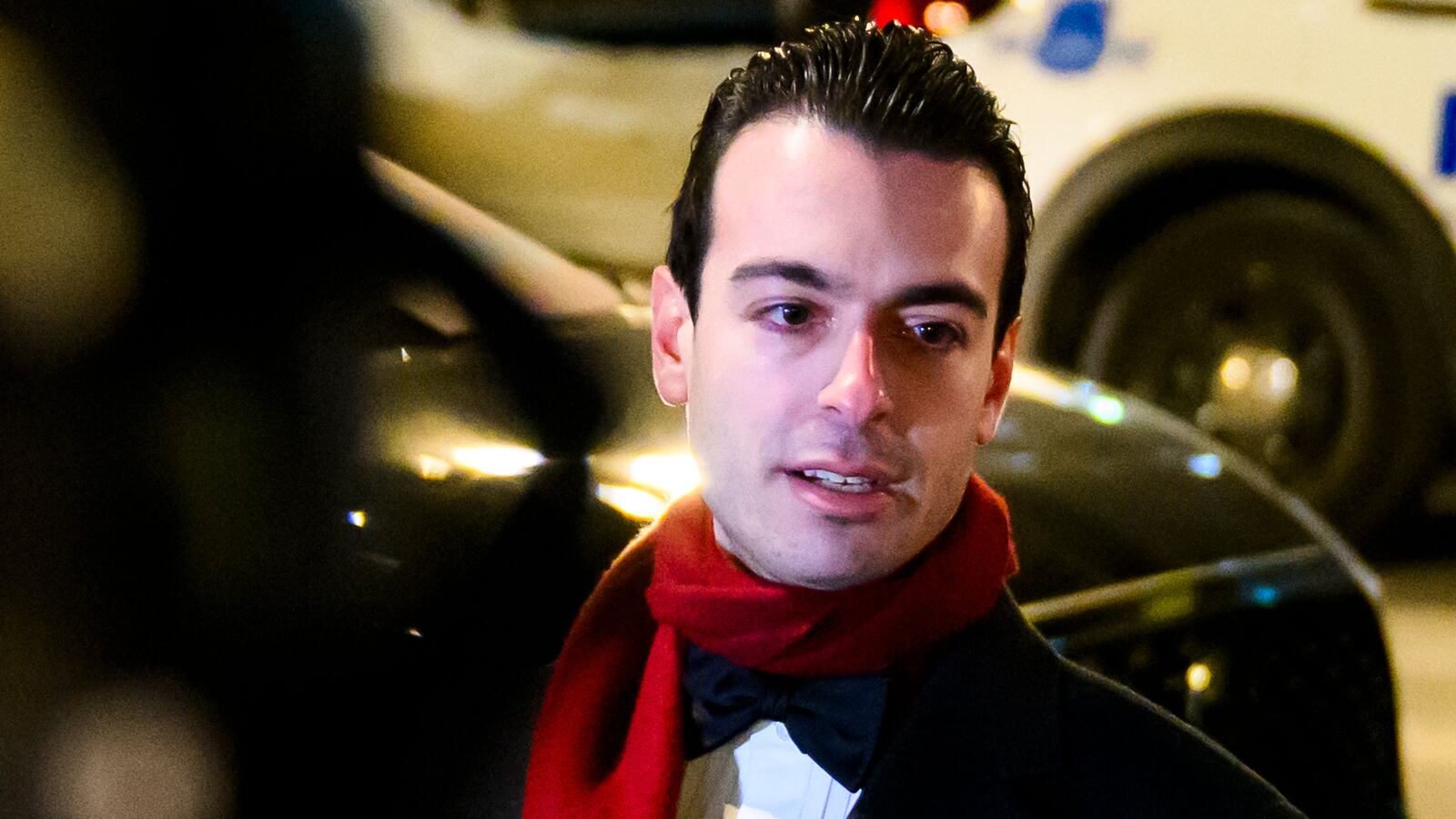 Paul Ingrassia, White House Liaison to the Justice Department, left, announces the release of brothers Andrew and Matthew Valentin outside of the DC Central Detention Facility on January 20, 2025 in Washington, DC.