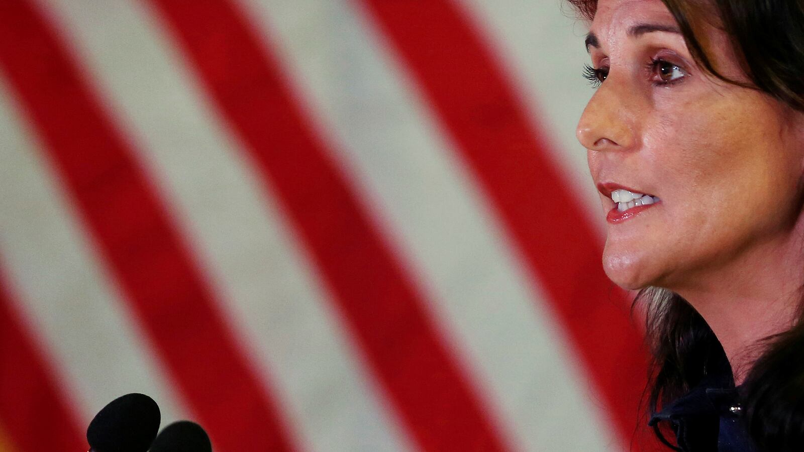U.S. Ambassador to the United Nations Nikki Haley addresses a gathering on advancing India-U.S. relations, in New Delhi, India, June 28, 2018.