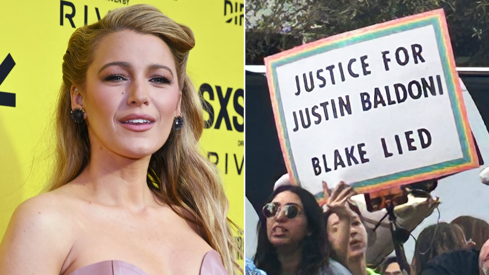 Blake Lively and srotester's sign