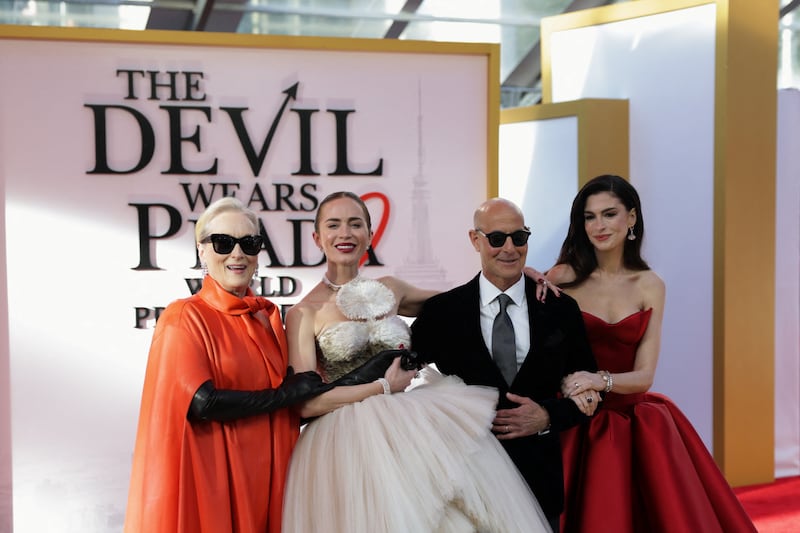 Anne Hathaway, Meryl Streep, Emily Blunt and Stanley Tucci attend the red carpet for the premiere of "The Devil Wears Prada 2"
