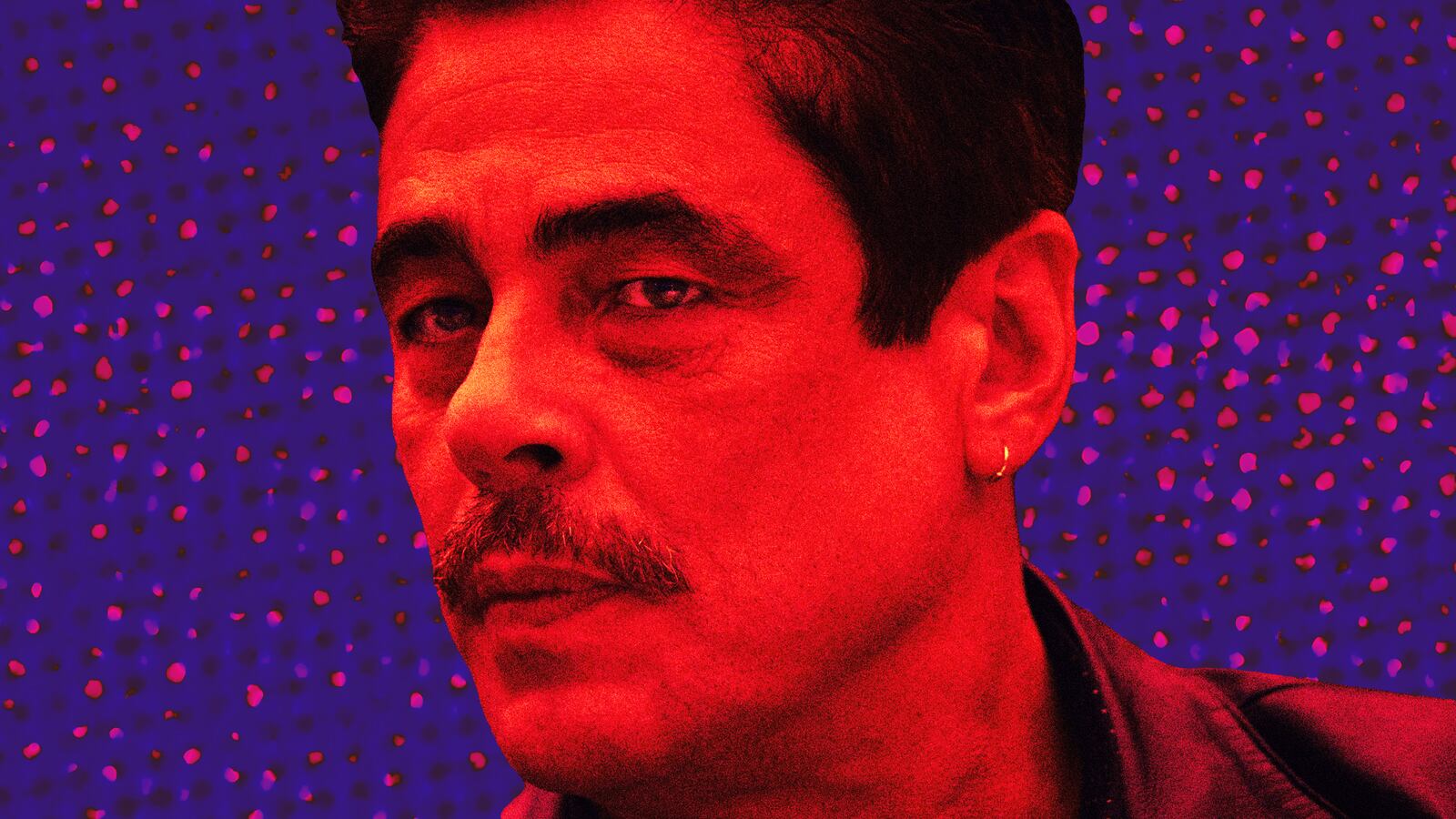 A photo illustration of Benicio Del Toro in Reptile.