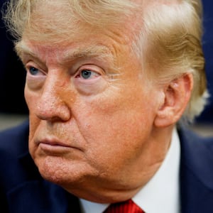 US President Donald J. Trump looks on as he makes an announcement on healthcare in the Oval Office at the White House in Washington, D.C., US, September 18, 2026.