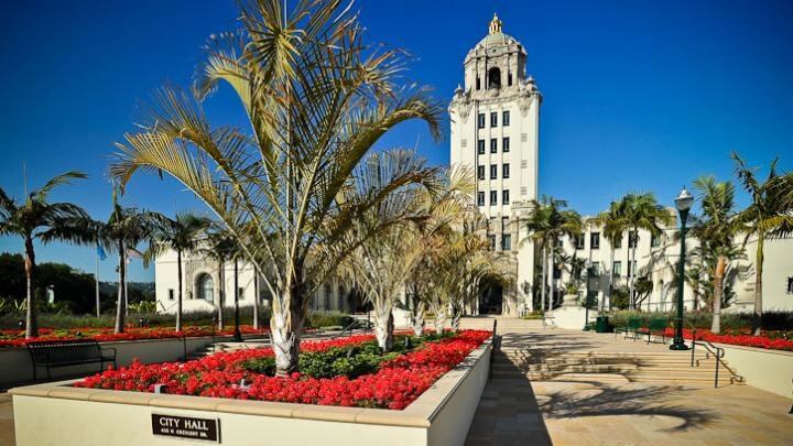 Outside of the city of Beverly Hills’ city hall.
