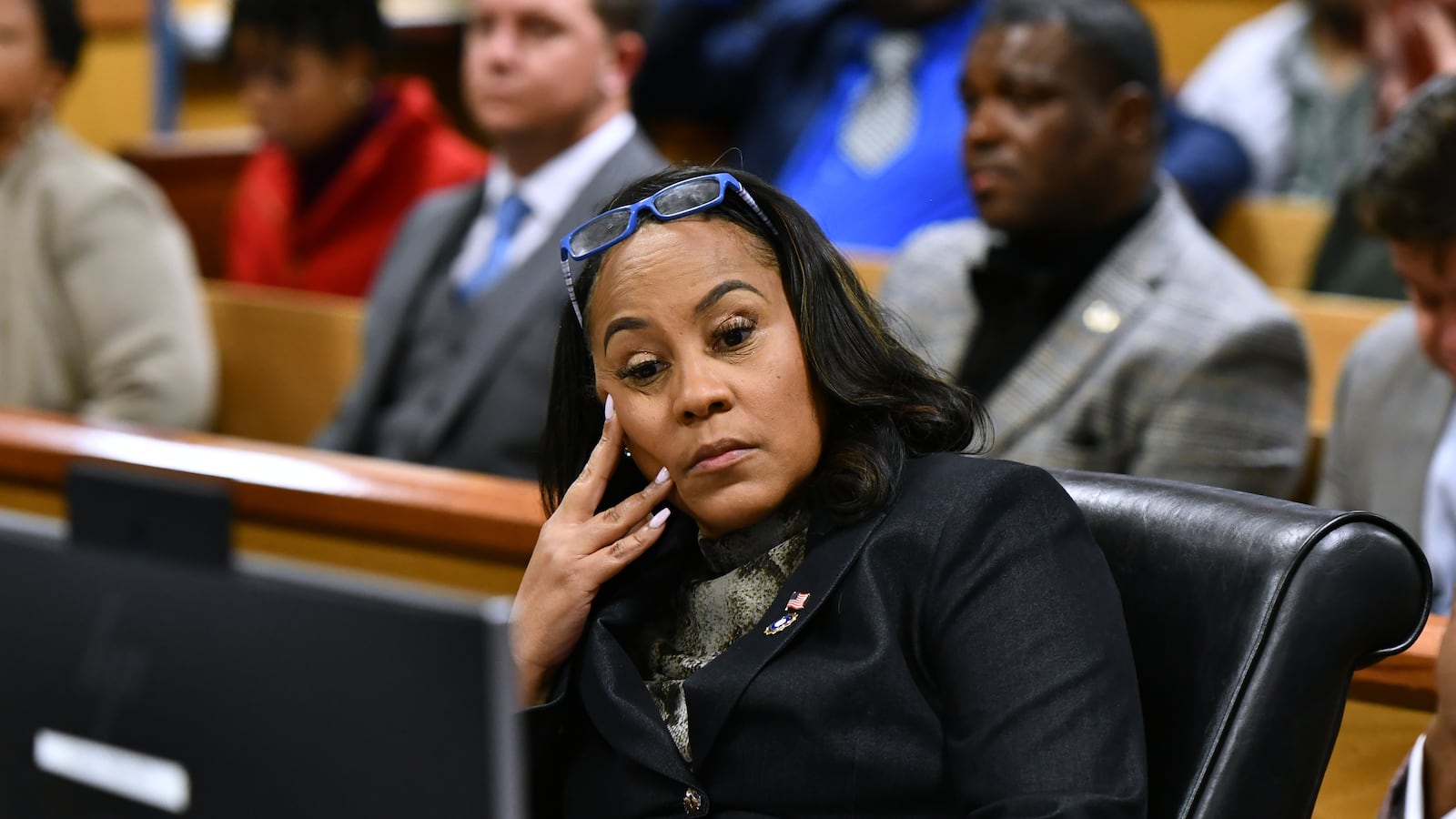 Fulton County District Attorney Fani Willis appears before Judge Scott McAfee for a hearing in the 2020 Georgia election interference case