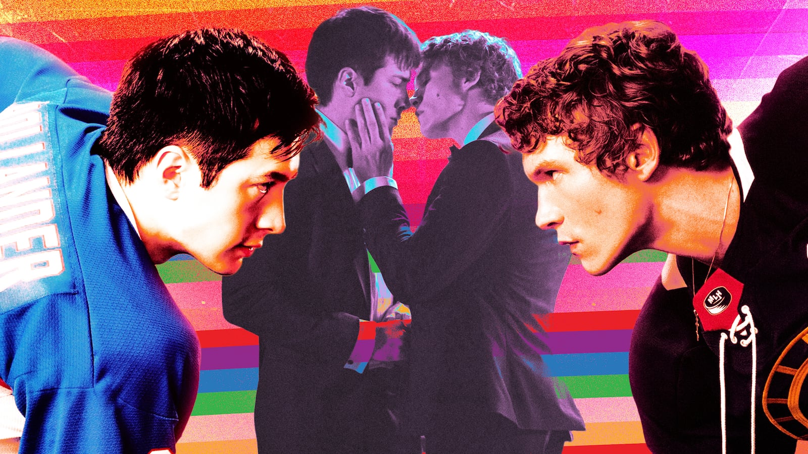 A photo illustration of Hudson Williams and Connor Storrie.