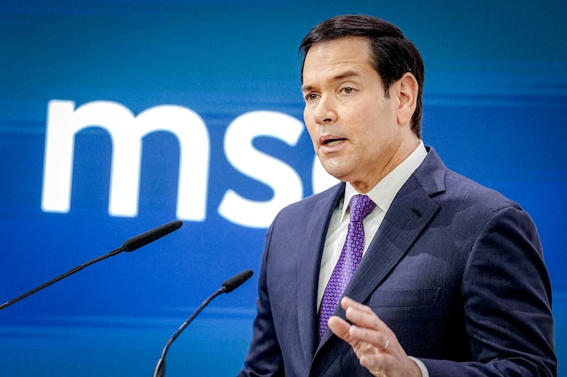 14 February 2026, Múnich;: U.S. Secretary of State Marco Rubio today made a conciliatory but not uncritical speech to Europe at the Munich Security Conference. Photo: Kay Nietfeld/dpa (Photo by Kay Nietfeld/picture alliance via Getty Images)