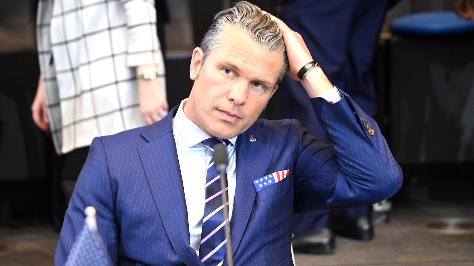 Pete Hegseth attends the meeting of NATO Ministers of Defence at NATO Headquarters in Brussels, Belgium on 15 October 2025.