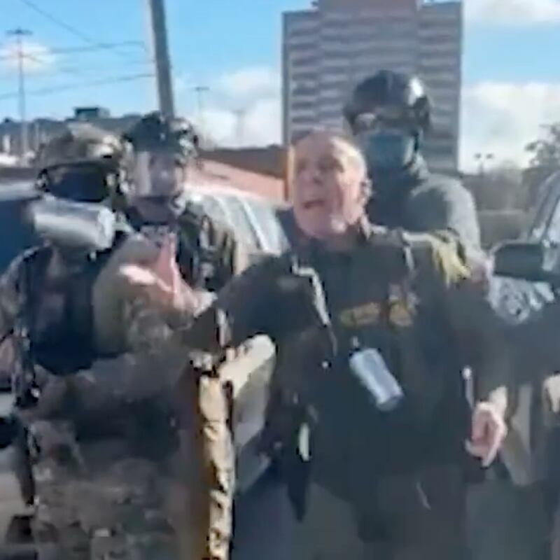 Border Patrol Chief Greg Bovino throws tear gas in Little Village, Chicago, Illinois. Chicago Headline Club lawsuit.