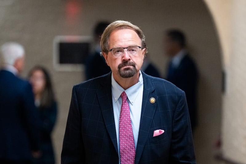 UNITED STATES - MAY 6: Rep. Chuck Edwards, R-N.C., leaves the House Republican Conference caucus meeting in the Capitol on Tuesday, May 6, 2025. (Bill Clark/CQ-Roll Call, Inc via Getty Images)