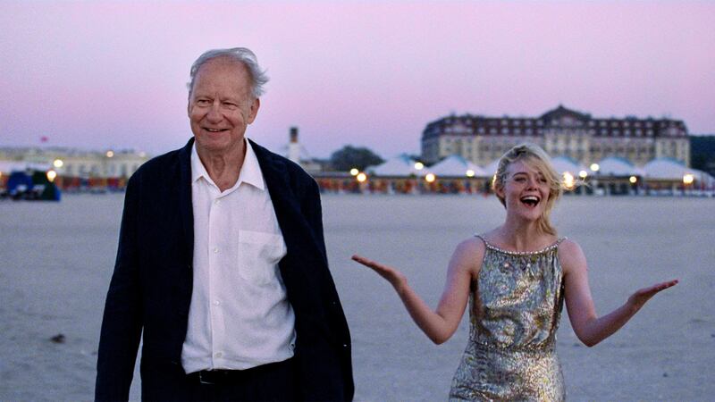 Stellan Skarsgård and Elle Fanning in Sentimental Value.
