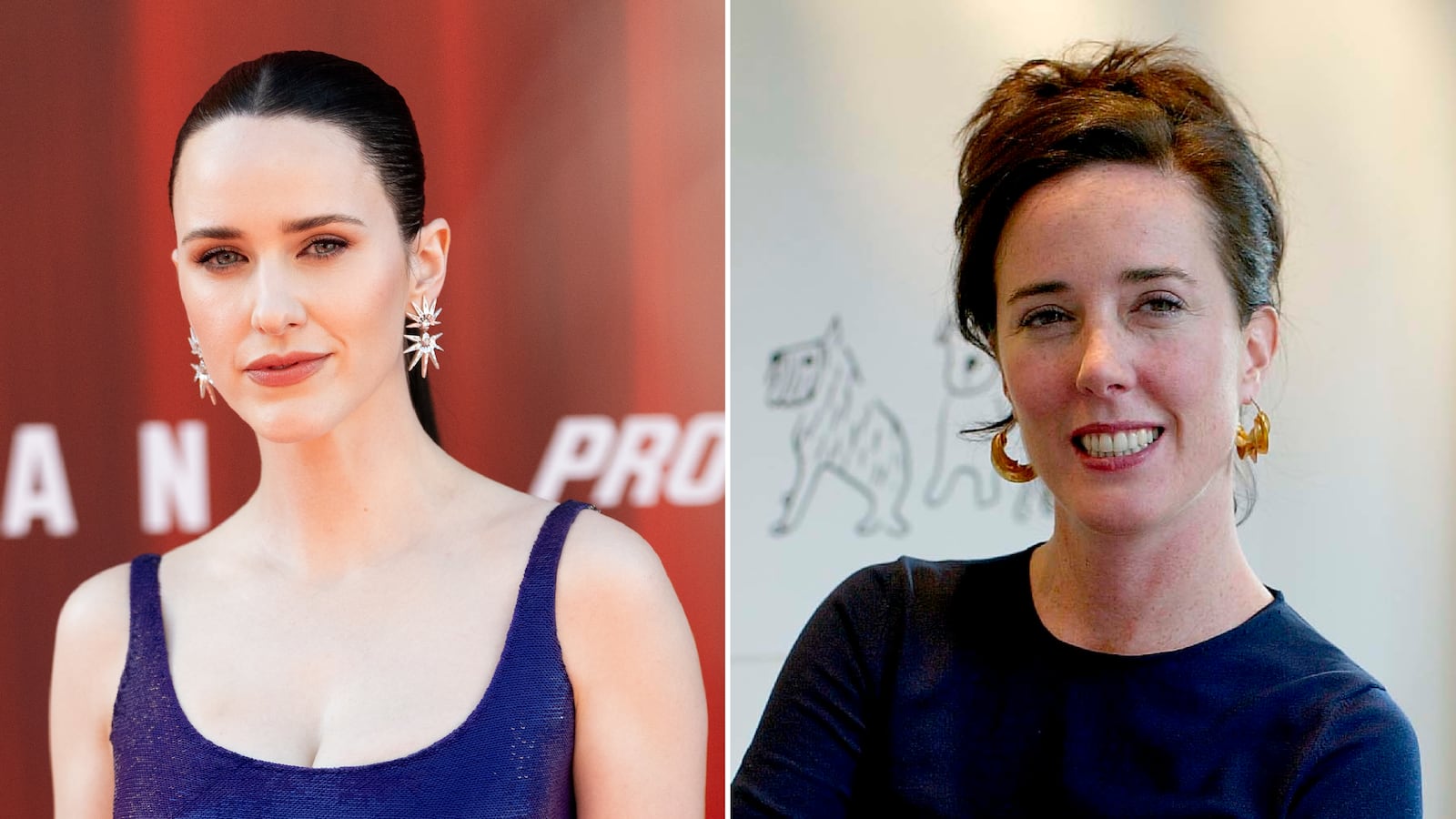 Rachel Brosnahan (left), Kate Spade (right)