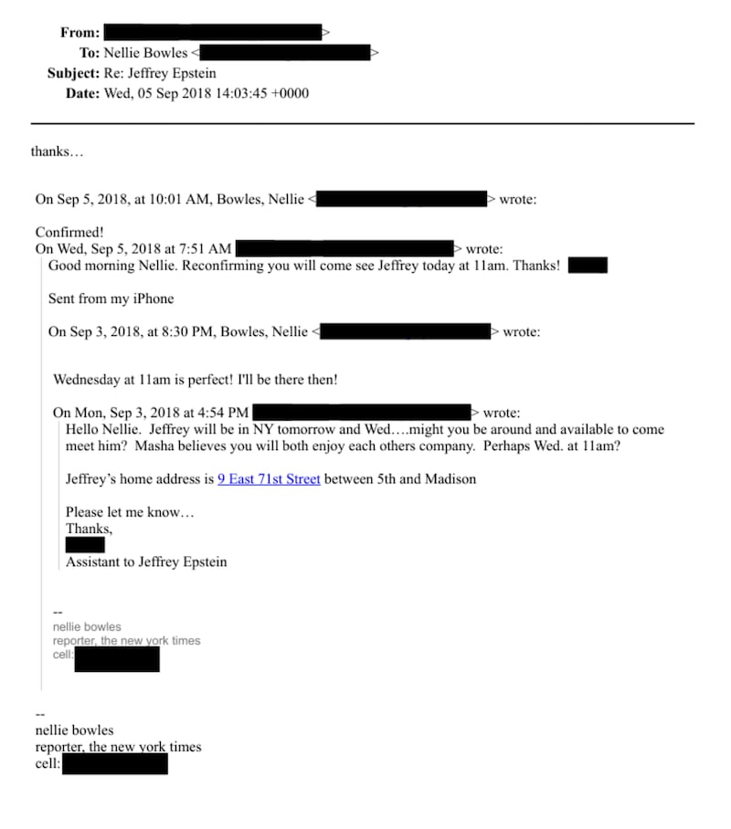Nellie Bowles Epstein emails
