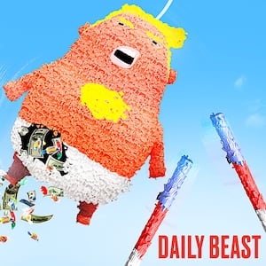 A piñata of Donald Trump.