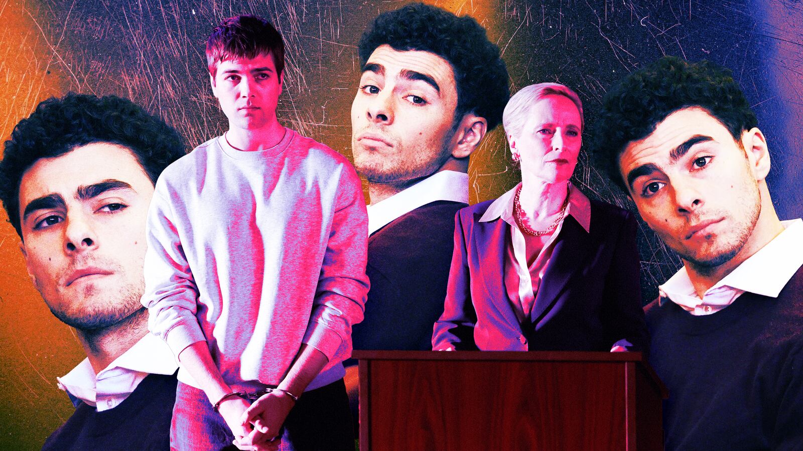 A photo illustration of Law & Order, and Luigi Mangione.