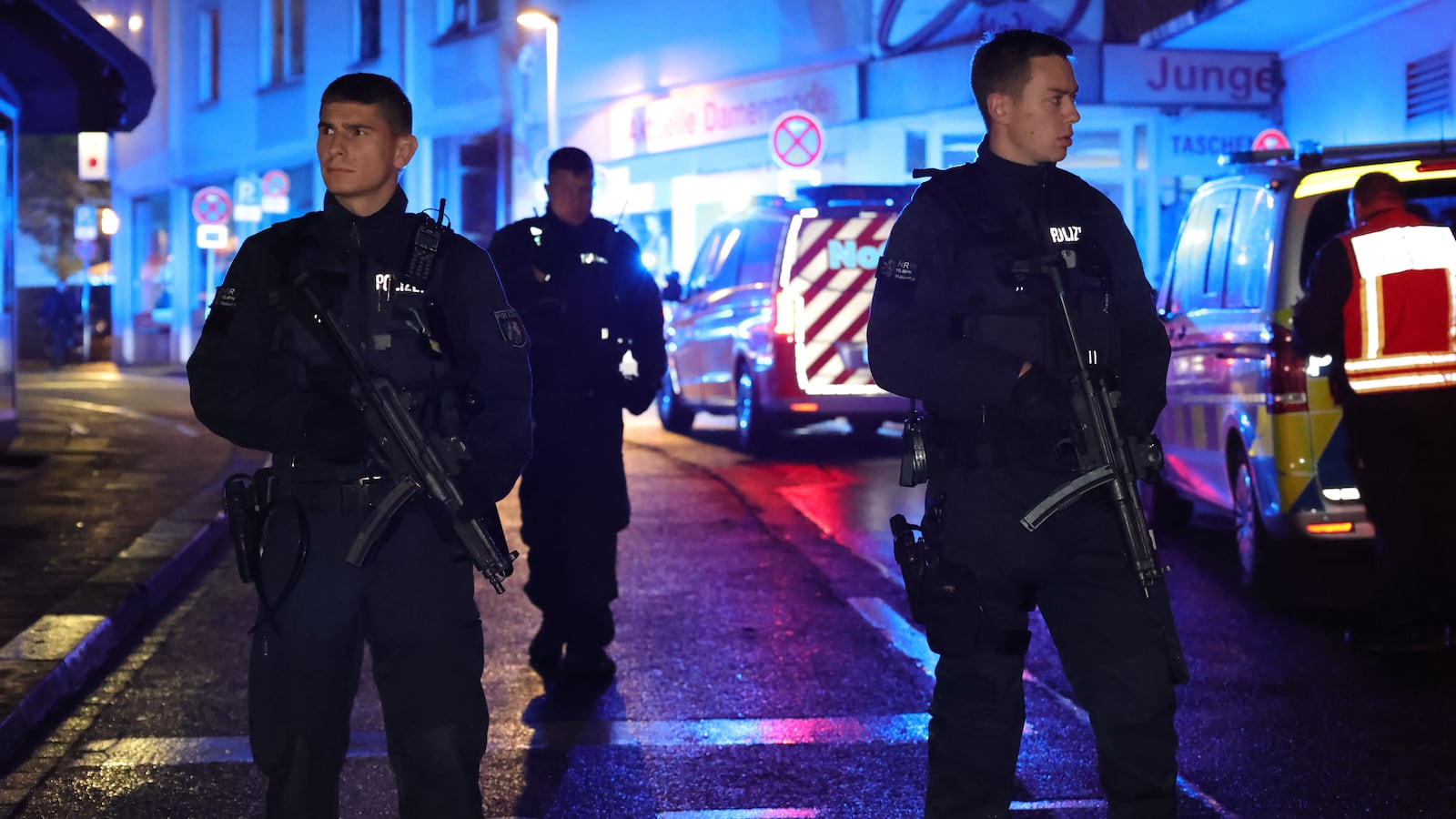 Police in Solingen, Germany at the scene of a mass stabbing on August 23, 2024.