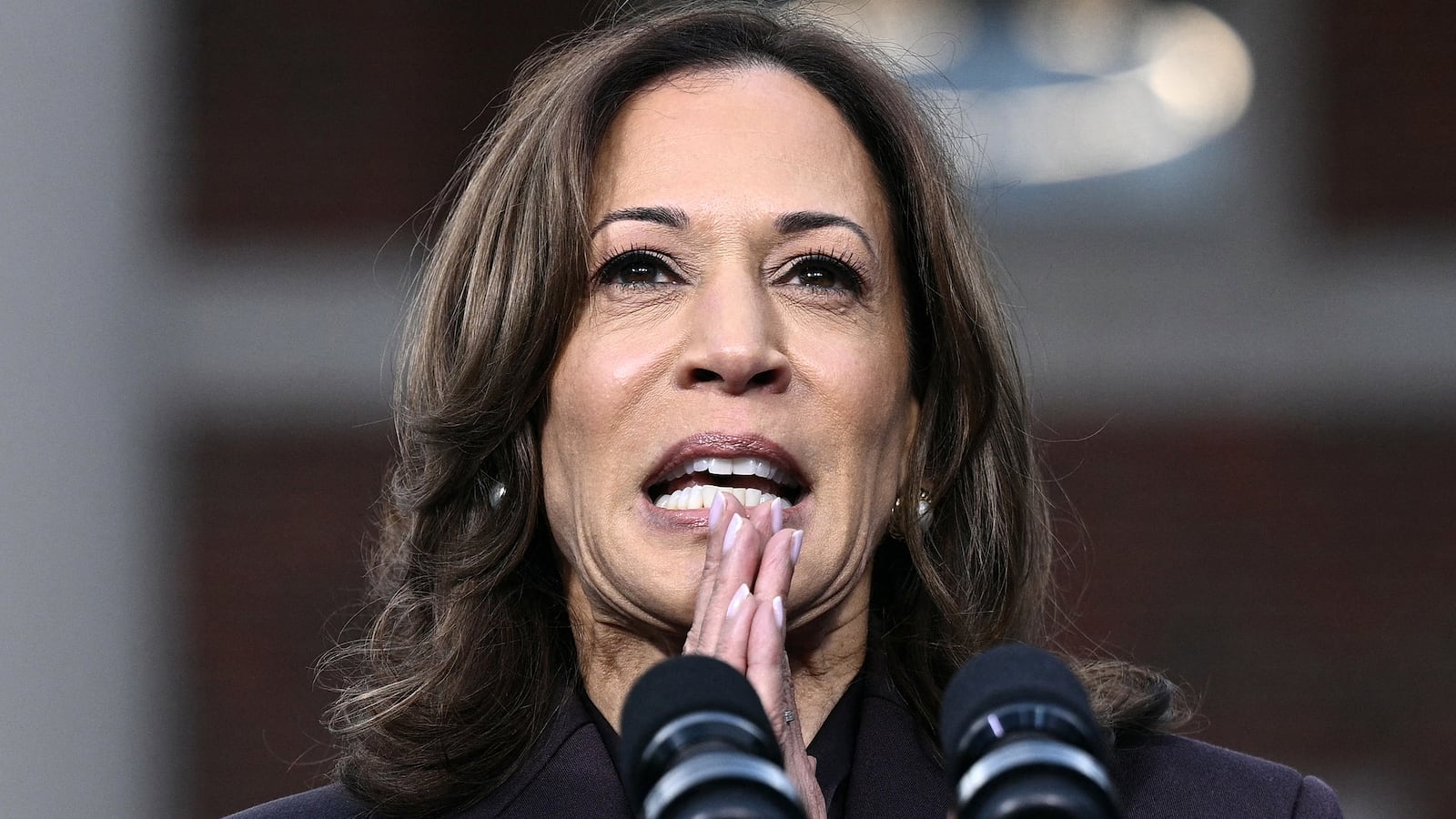 US Vice President Kamala Harris speaks at Howard University in Washington, DC, on November 6, 2024. Donald Trump won a sweeping victory Wednesday in the US presidential election, defeating Kamala Harris to complete an astonishing political comeback that sent shock waves around the world. (Photo by Brendan SMIALOWSKI / AFP) (Photo by BRENDAN SMIALOWSKI/AFP via Getty Images)